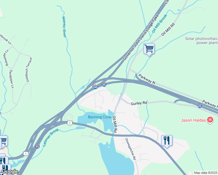 map of restaurants, bars, coffee shops, grocery stores, and more near 17 Boston Post Road in East Lyme