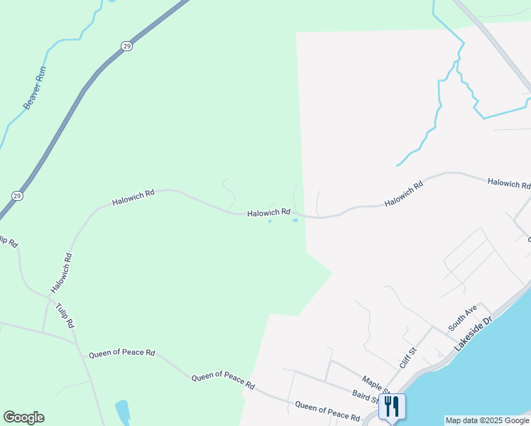map of restaurants, bars, coffee shops, grocery stores, and more near 86 Halowich Rd in Harveys Lake