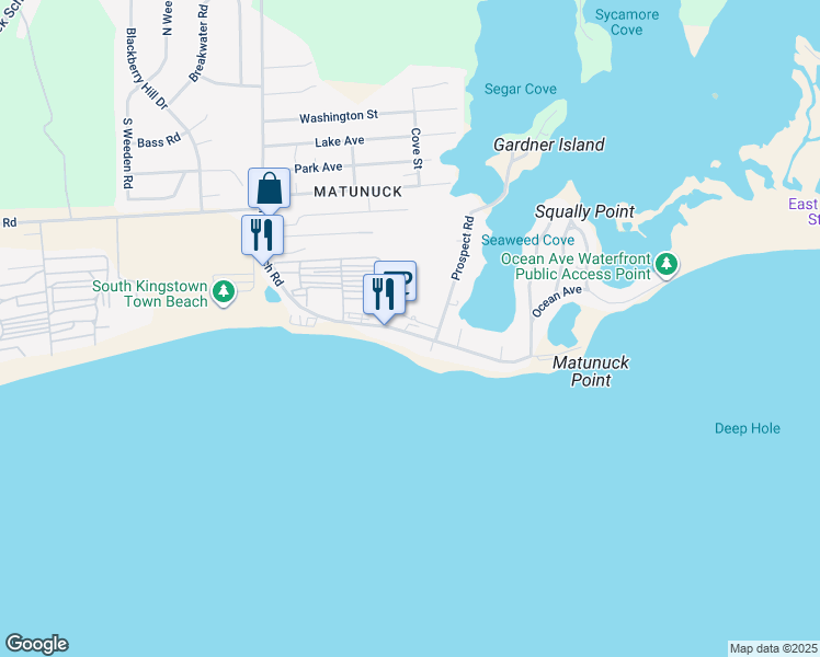 map of restaurants, bars, coffee shops, grocery stores, and more near 932 Matunuck Beach Road in South Kingstown