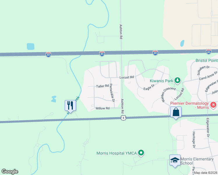map of restaurants, bars, coffee shops, grocery stores, and more near 1979 Taller Road in Morris