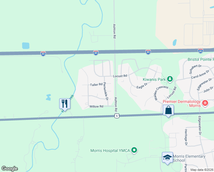 map of restaurants, bars, coffee shops, grocery stores, and more near 1979 Taller Road in Morris