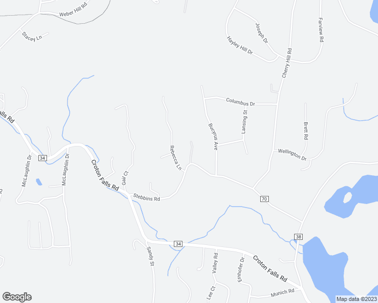 map of restaurants, bars, coffee shops, grocery stores, and more near 70 Stebbins Road in Carmel