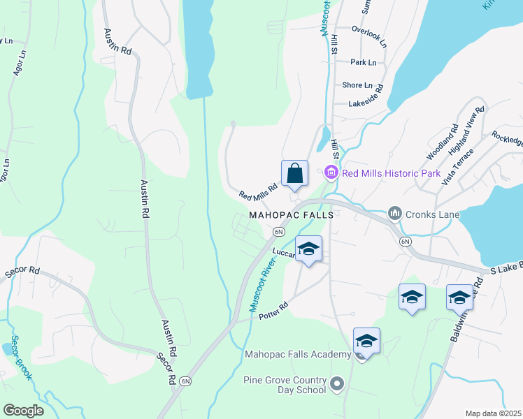 map of restaurants, bars, coffee shops, grocery stores, and more near 15 Yorke Road in Mahopac