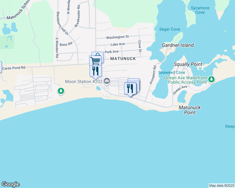 map of restaurants, bars, coffee shops, grocery stores, and more near 854 Matunuck Beach Road in South Kingstown