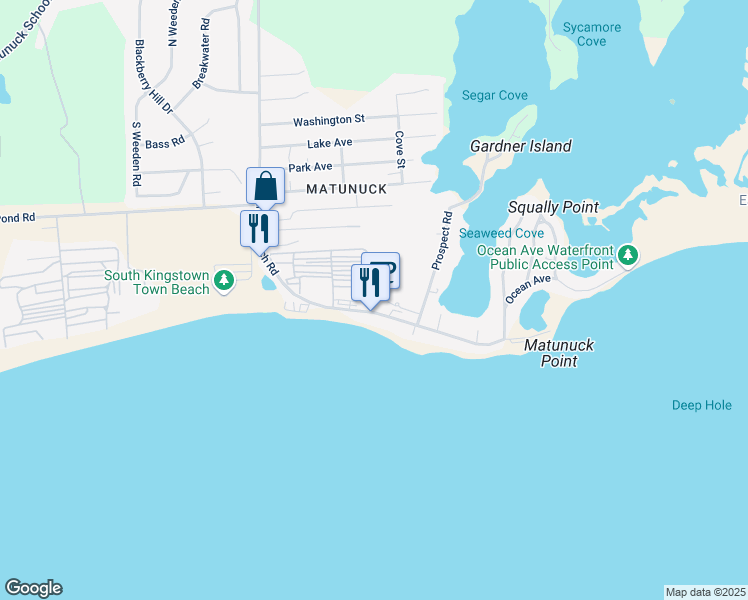 map of restaurants, bars, coffee shops, grocery stores, and more near 932 Matunuck Beach Road in South Kingstown