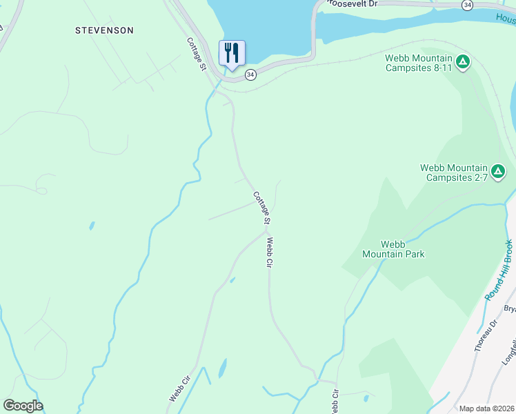 map of restaurants, bars, coffee shops, grocery stores, and more near 13 Cottage Street in Monroe