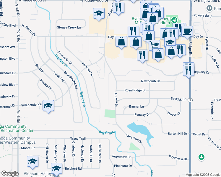 map of restaurants, bars, coffee shops, grocery stores, and more near 7020 Ravenswood Drive in Parma