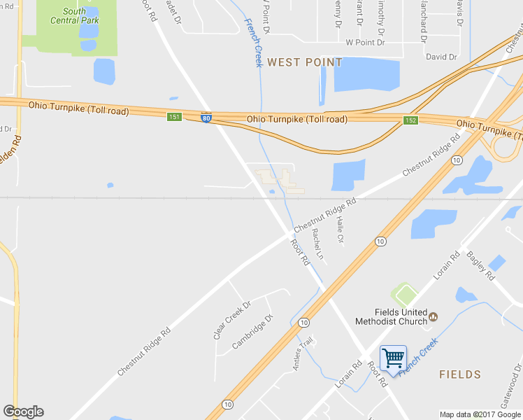 map of restaurants, bars, coffee shops, grocery stores, and more near 8100 Root Road in North Ridgeville