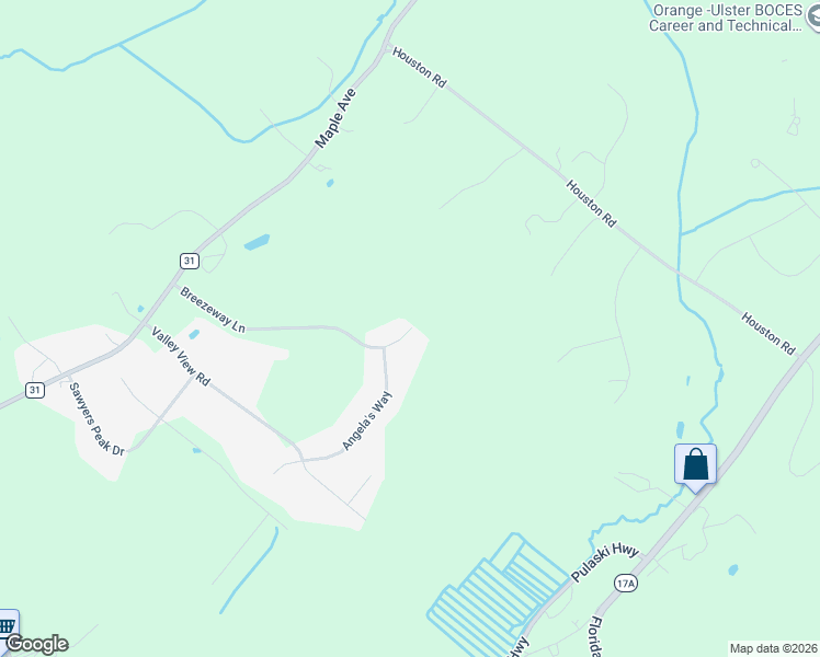 map of restaurants, bars, coffee shops, grocery stores, and more near 26 Breezeway Lane in Goshen