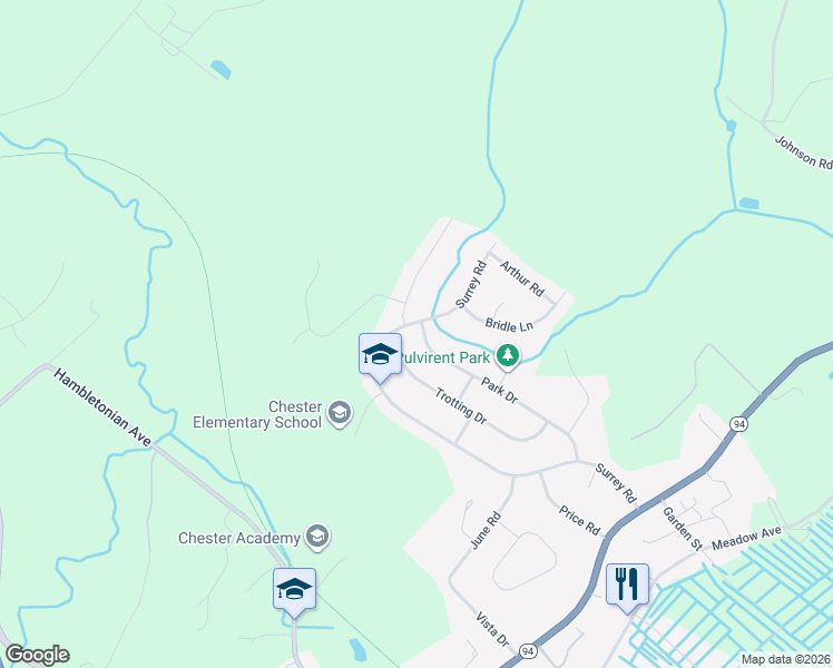 map of restaurants, bars, coffee shops, grocery stores, and more near 32 Trotting Drive in Chester