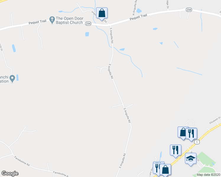 map of restaurants, bars, coffee shops, grocery stores, and more near 207 South Anguilla Road in Stonington