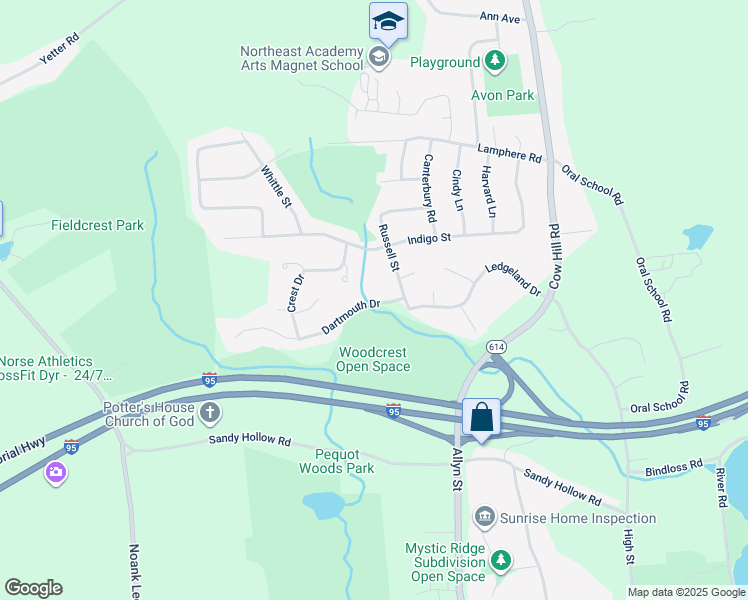 map of restaurants, bars, coffee shops, grocery stores, and more near 20 Dartmouth Drive in Groton