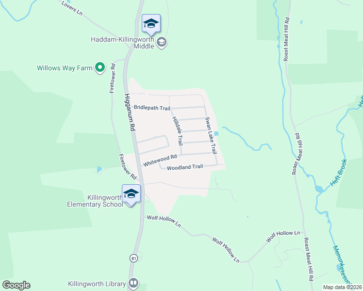 map of restaurants, bars, coffee shops, grocery stores, and more near 16 Pleasant Trail in Killingworth