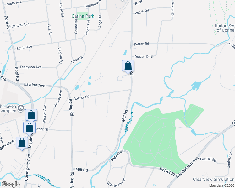 map of restaurants, bars, coffee shops, grocery stores, and more near 69 Roarke Road in North Haven