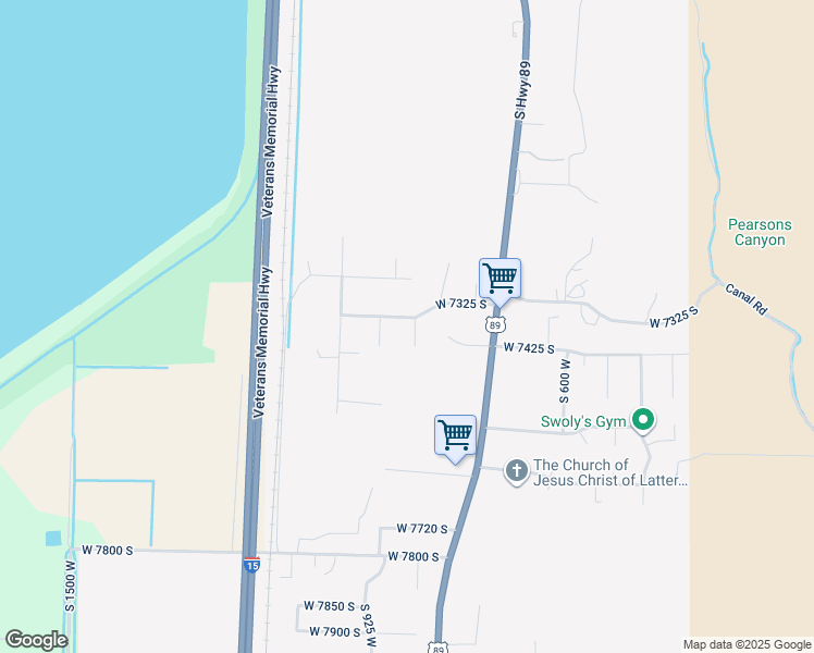 map of restaurants, bars, coffee shops, grocery stores, and more near 7340 South 850 West in Willard