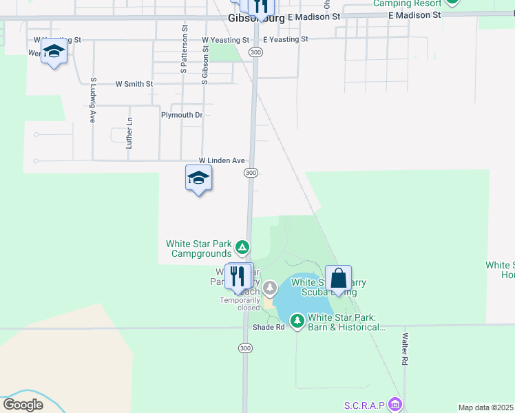 map of restaurants, bars, coffee shops, grocery stores, and more near 739 South Main Street in Gibsonburg