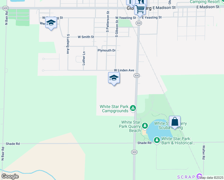 map of restaurants, bars, coffee shops, grocery stores, and more near 740 South Main Street in Gibsonburg