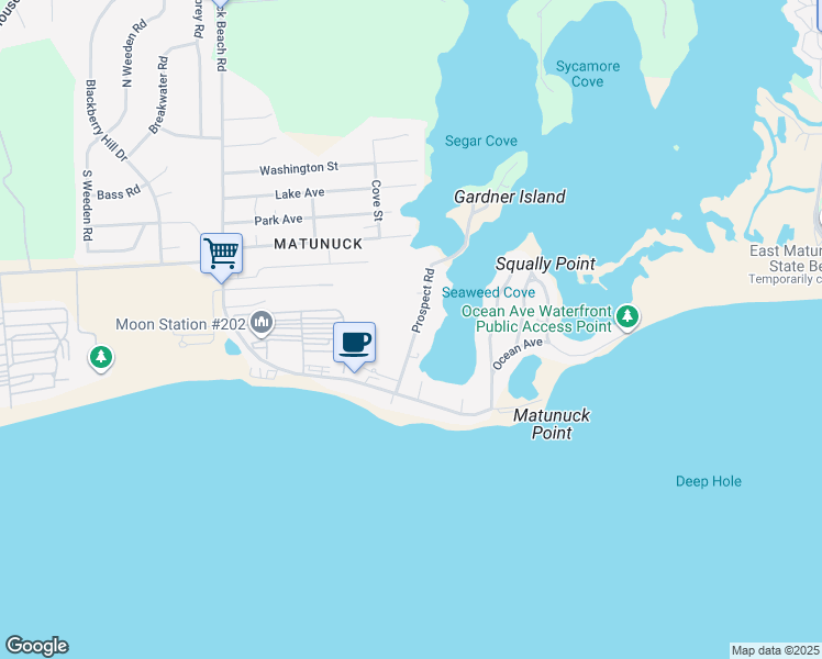 map of restaurants, bars, coffee shops, grocery stores, and more near 66 Prospect Road in South Kingstown