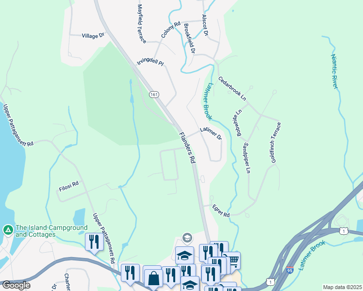 map of restaurants, bars, coffee shops, grocery stores, and more near 92 Chesterfield Road in East Lyme