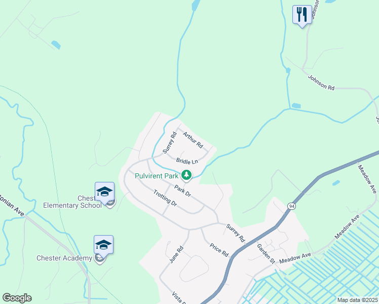 map of restaurants, bars, coffee shops, grocery stores, and more near 4 3rd Court in Chester