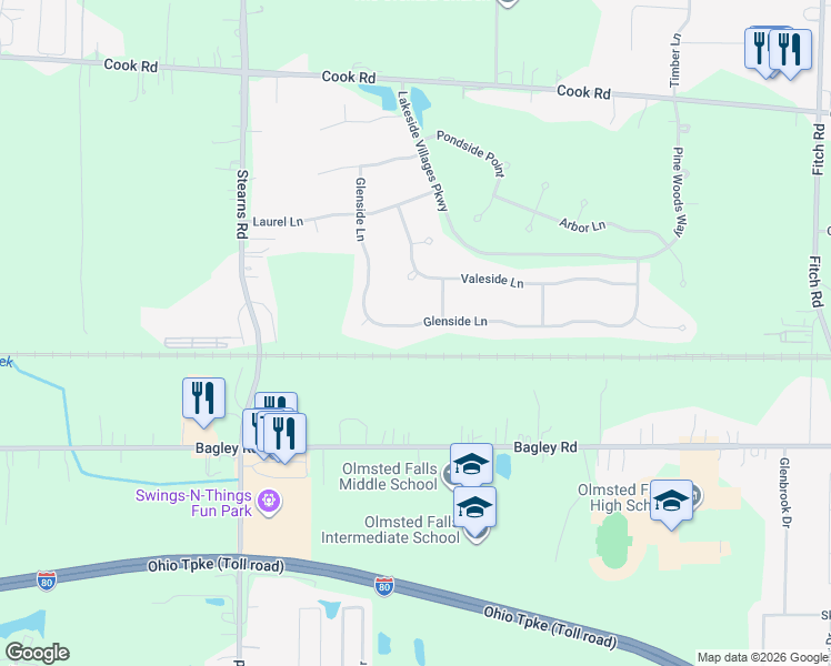 map of restaurants, bars, coffee shops, grocery stores, and more near 27065 Glenside Lane in Cuyahoga County