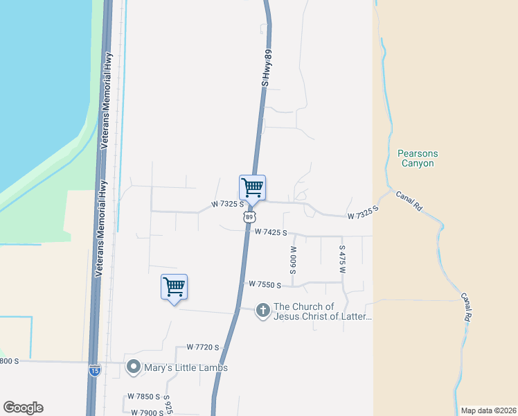 map of restaurants, bars, coffee shops, grocery stores, and more near 7355 South Highway 89 in Willard