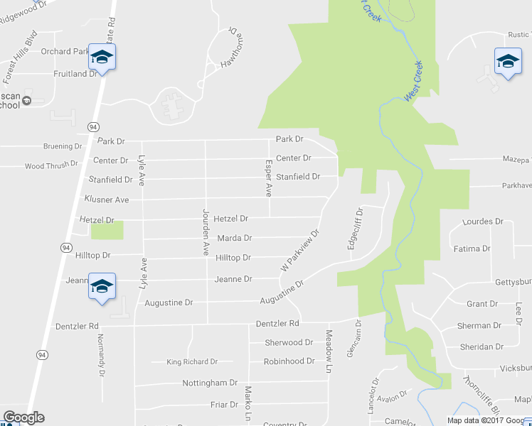map of restaurants, bars, coffee shops, grocery stores, and more near 2830 Hetzel Drive in Parma