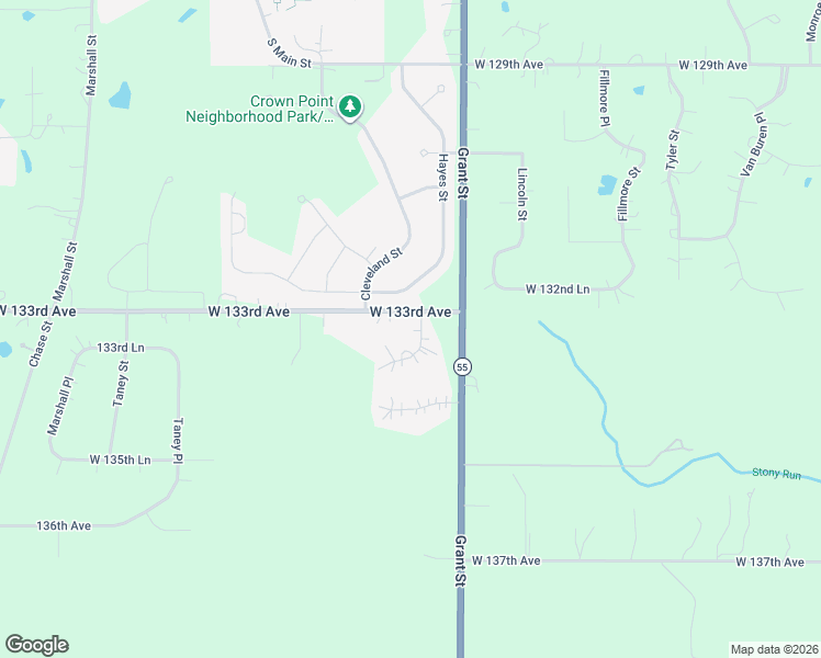 map of restaurants, bars, coffee shops, grocery stores, and more near 13322 Hayes Court in Crown Point