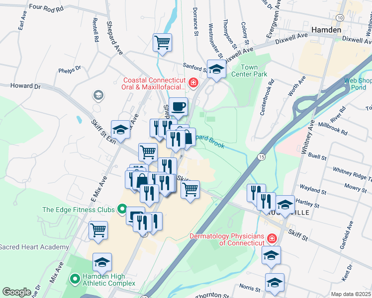 map of restaurants, bars, coffee shops, grocery stores, and more near 2394-2418 Highway 10 in Hamden