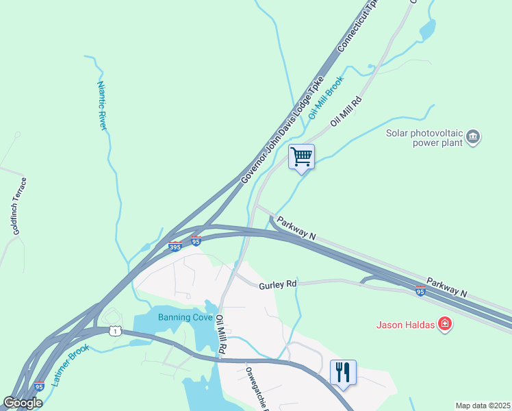 map of restaurants, bars, coffee shops, grocery stores, and more near 576 Parkway North in Waterford