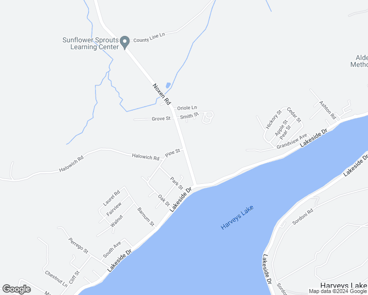 map of restaurants, bars, coffee shops, grocery stores, and more near Noxen Road in Harveys Lake