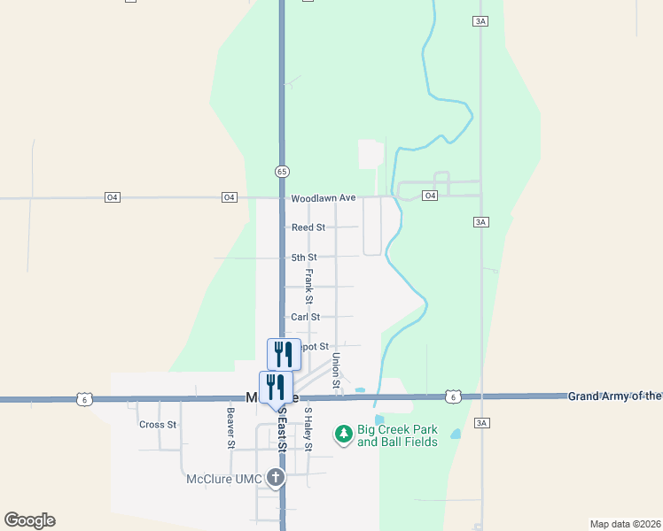 map of restaurants, bars, coffee shops, grocery stores, and more near 545 Union Street in McClure