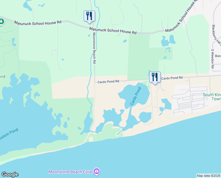 map of restaurants, bars, coffee shops, grocery stores, and more near 550 Cards Pond Road in South Kingstown