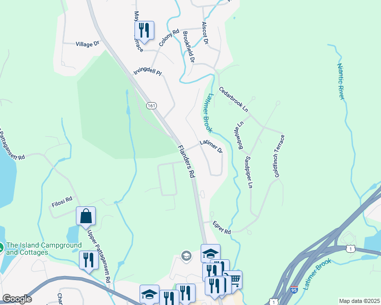 map of restaurants, bars, coffee shops, grocery stores, and more near 92 Chesterfield Road in East Lyme