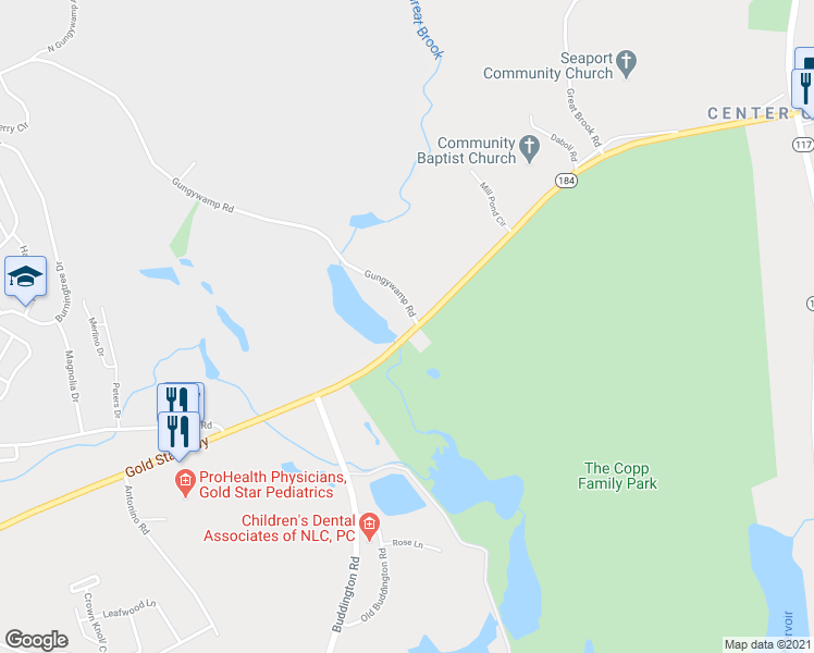 map of restaurants, bars, coffee shops, grocery stores, and more near 798 Gold Star Highway in Groton