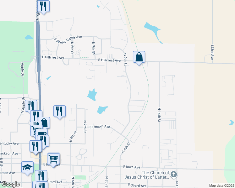 map of restaurants, bars, coffee shops, grocery stores, and more near 1605 North 9th Street in Indianola