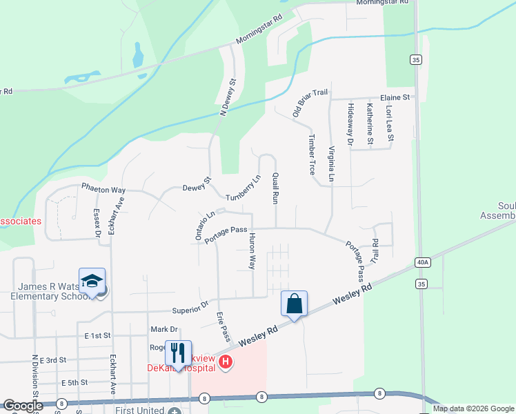 map of restaurants, bars, coffee shops, grocery stores, and more near 1100 Huron Way in Auburn