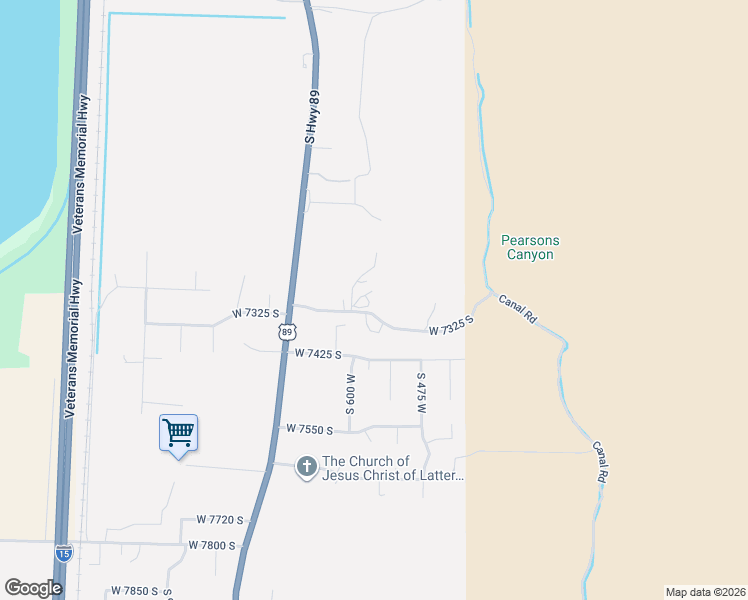 map of restaurants, bars, coffee shops, grocery stores, and more near 7295 South 600 West in Willard