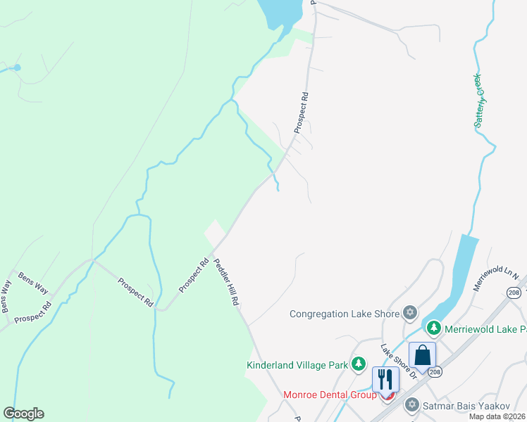 map of restaurants, bars, coffee shops, grocery stores, and more near 271 Prospect Road in Monroe
