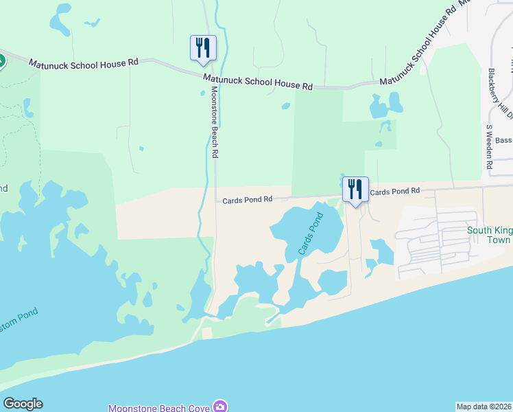 map of restaurants, bars, coffee shops, grocery stores, and more near 550 Cards Pond Road in South Kingstown