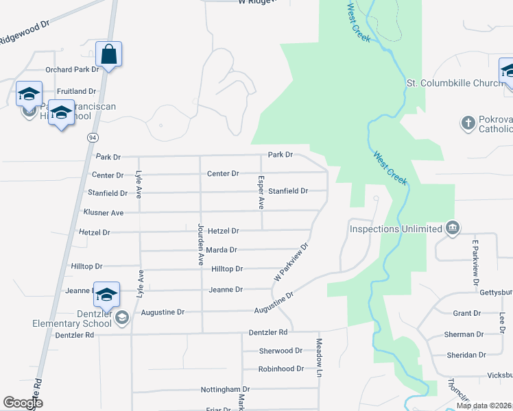 map of restaurants, bars, coffee shops, grocery stores, and more near 2803 Stanfield Drive in Parma