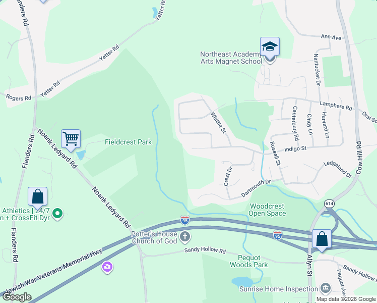 map of restaurants, bars, coffee shops, grocery stores, and more near 405 Indigo Street in Groton