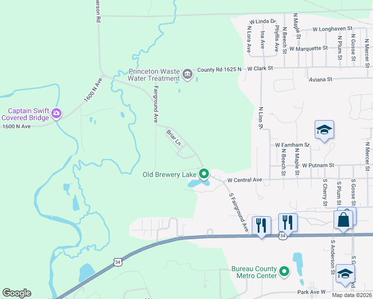 map of restaurants, bars, coffee shops, grocery stores, and more near 300-332 Briar Ln in Princeton