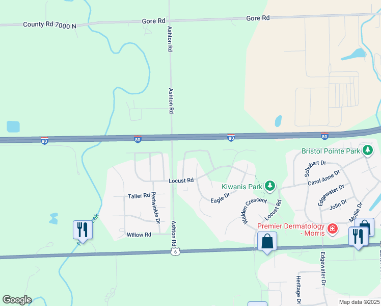 map of restaurants, bars, coffee shops, grocery stores, and more near 2011 Mountain Road in Morris