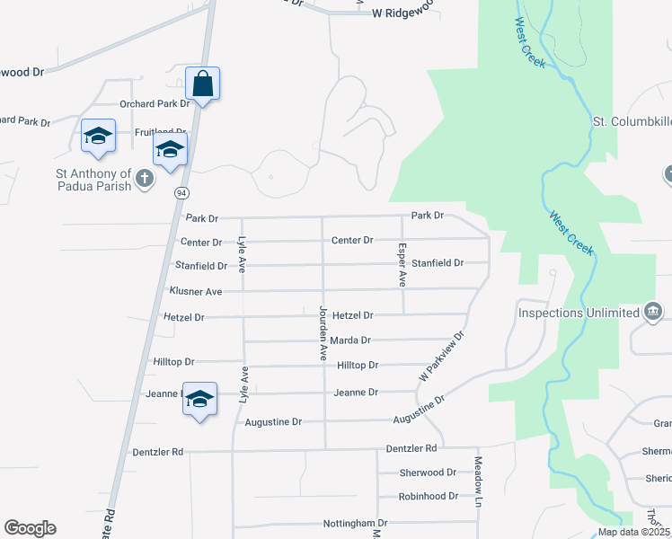 map of restaurants, bars, coffee shops, grocery stores, and more near 3019 Stanfield Drive in Parma