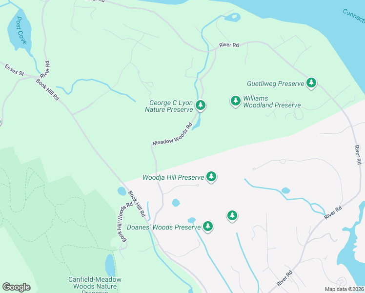 map of restaurants, bars, coffee shops, grocery stores, and more near 103 Meadow Woods Road in Deep River
