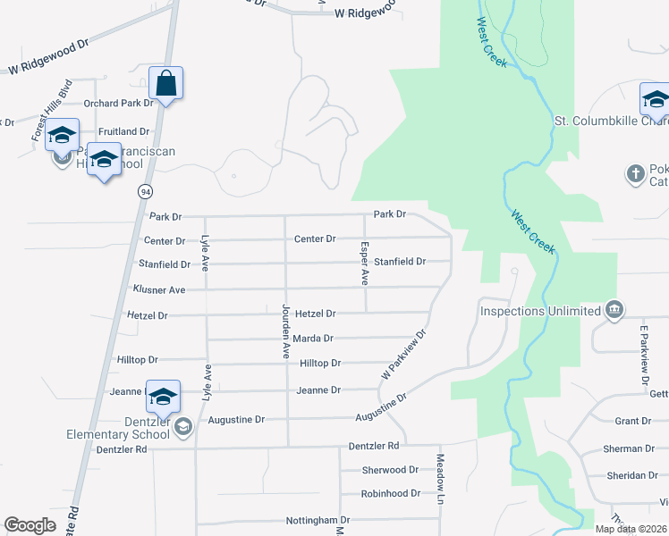 map of restaurants, bars, coffee shops, grocery stores, and more near 2907 Stanfield Drive in Parma