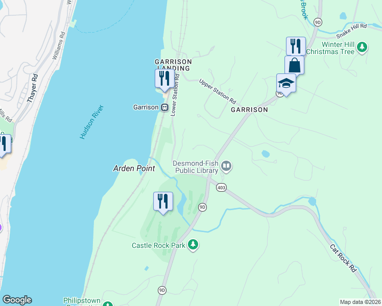 map of restaurants, bars, coffee shops, grocery stores, and more near 1017 New York 9D in Philipstown