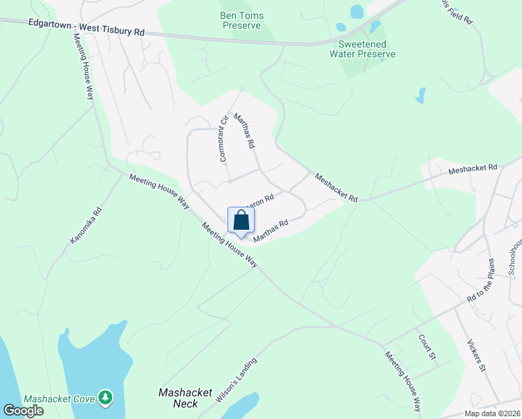 map of restaurants, bars, coffee shops, grocery stores, and more near 20 Night Heron Road in Edgartown