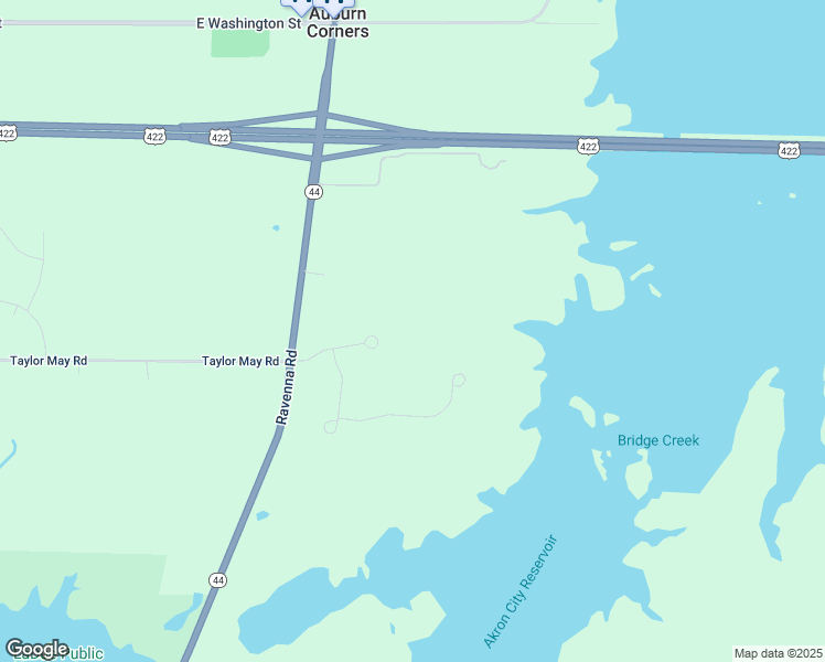 map of restaurants, bars, coffee shops, grocery stores, and more near 18017 Ravenna Road in Chagrin Falls